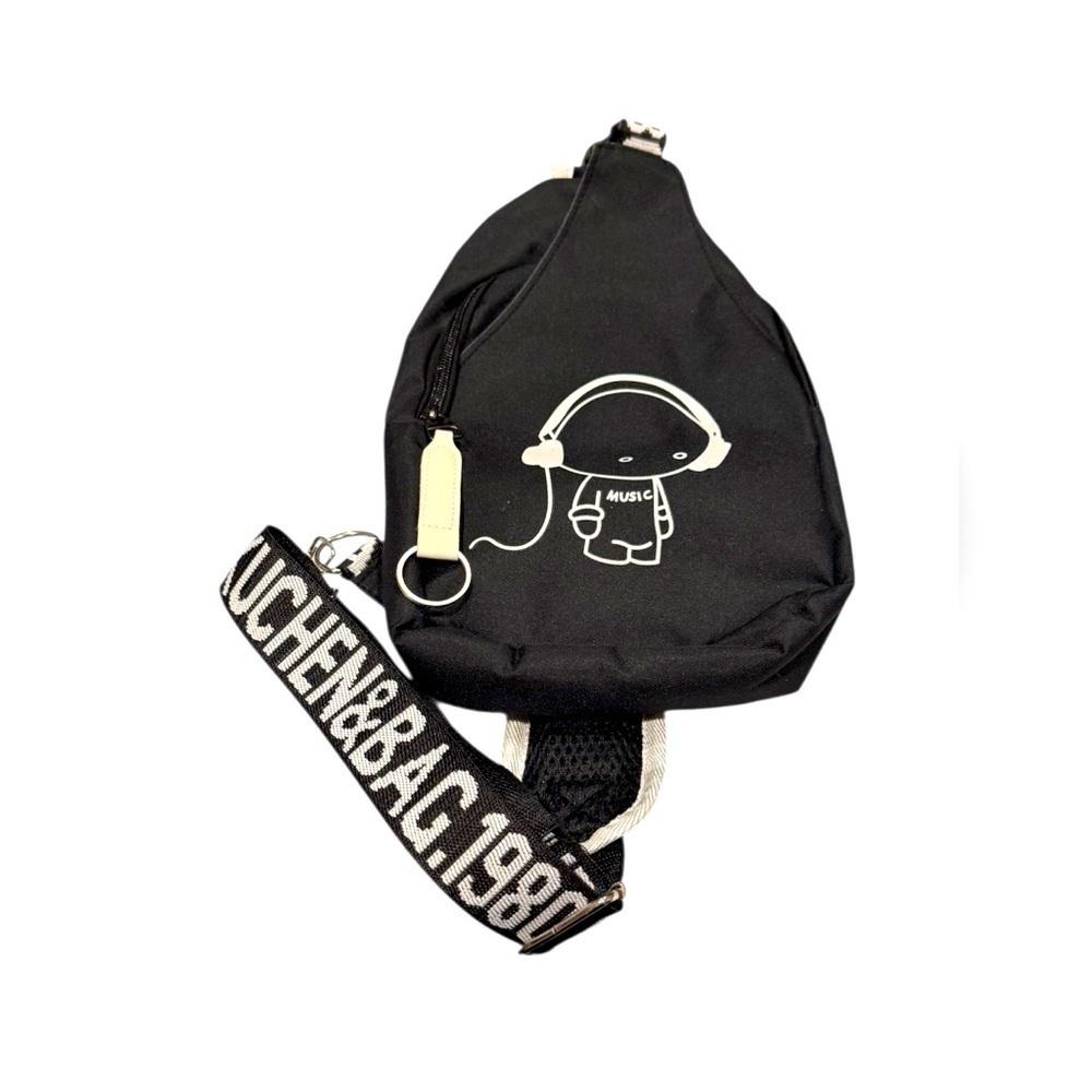 Anime Inspired Sling Bag Luminous Glow In The Dark Kids Bag Headphones CD Player